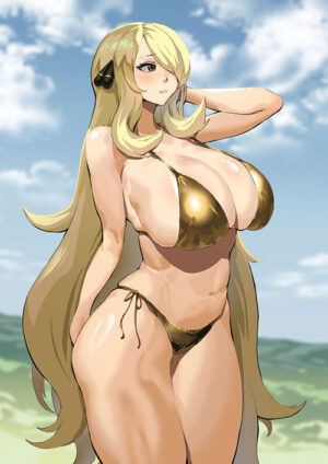 [Takezumi Ero] Cynthia is embarrassed to wear a gold bikini (Pokemon)