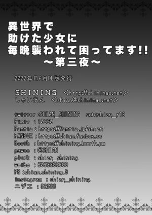 [SHINING (Shaian)] Isekai de Tasuketa Shoujo ni Maiban Osowarete Komattemasu!! Daisanya [Digital]