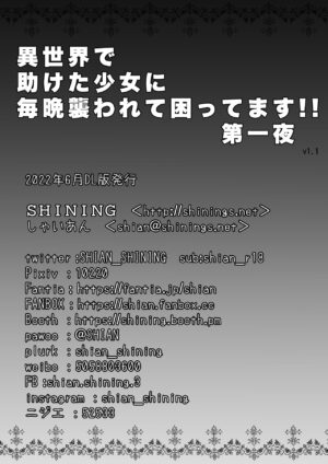 [SHINING (Shaian)] Isekai de Tasuketa Shoujo ni Maiban Osowarete Komattemasu!! Daiichiya [Digital]