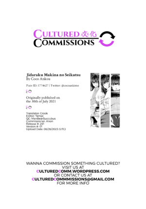 [Coco Ankou] Jidaraku Makina no Seikatsu | Slovenly Makina's Sex Life (COMIC Unreal 2021-08 Vol. 92) [English] [CulturedCommissions] [Digital]