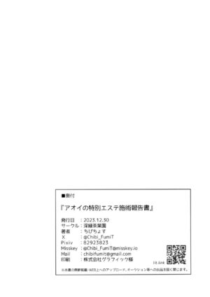 (C103) [Shinryoku Chabaen (Chibicyosu)] Aoi no Tokubetu Aesthetic Shijyutu Houkokusyo (Blue Archive)